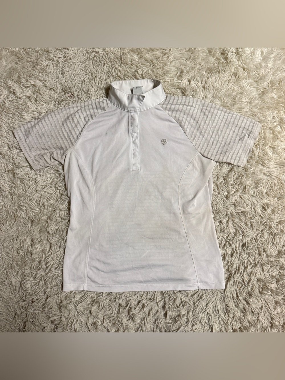 Women’s Large White Ariat Short Sleeve Horseback Riding Show Shirt